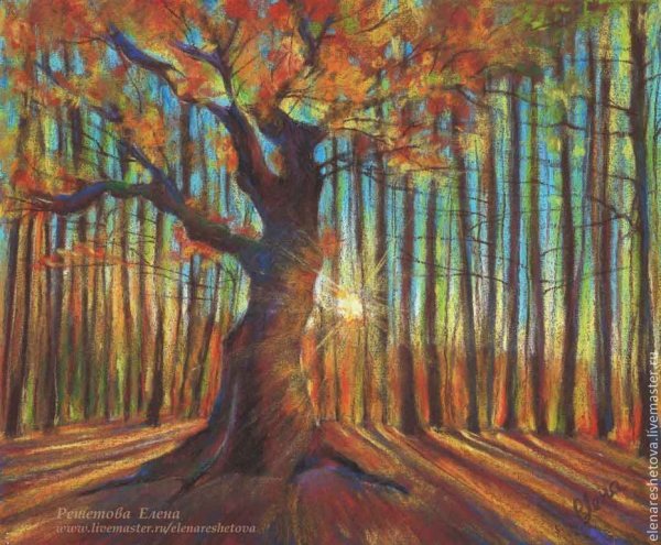 Осенний лес пастелью