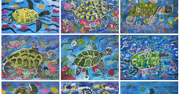 Рисуем черепаху гуашью