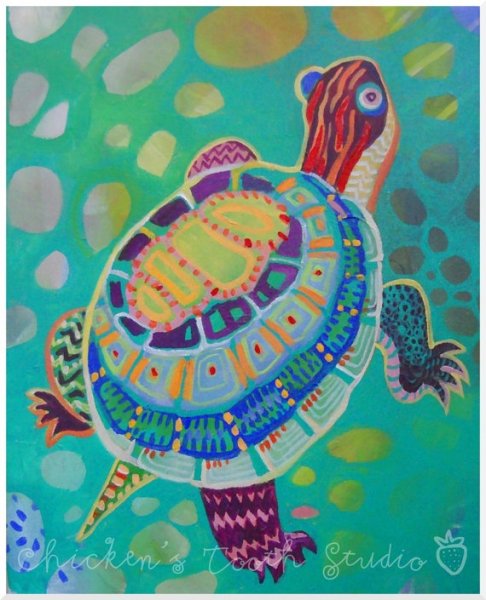 Черепаха красками для детей