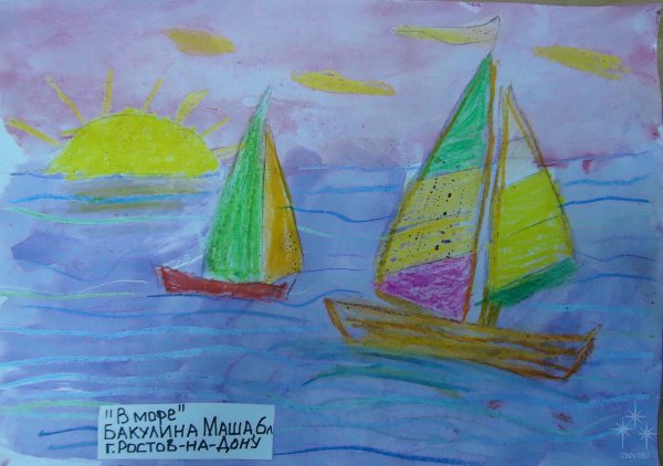 Кораблик восковыми мелками