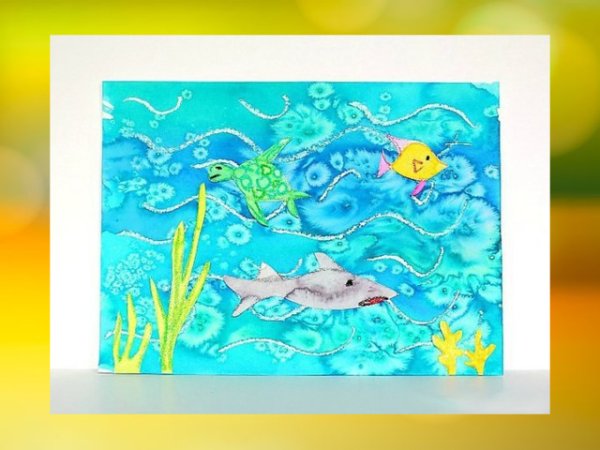 Подводный мир акварельными красками для детей