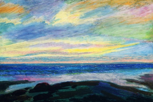 Море масляной пастелью