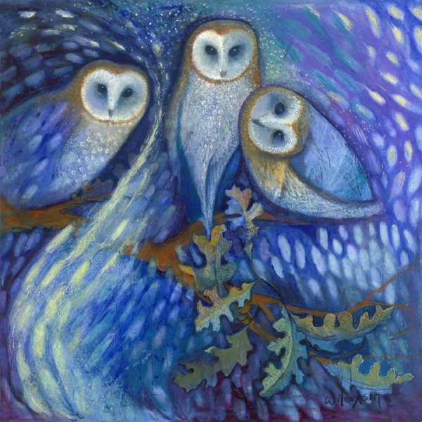 Сова пастелью сухой