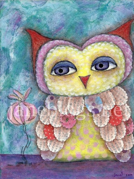 Сова гуашью