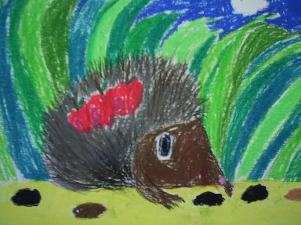 Рисование ежика в старшей группе мелками