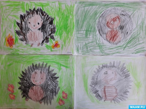 Нарисовать весеннего ежика