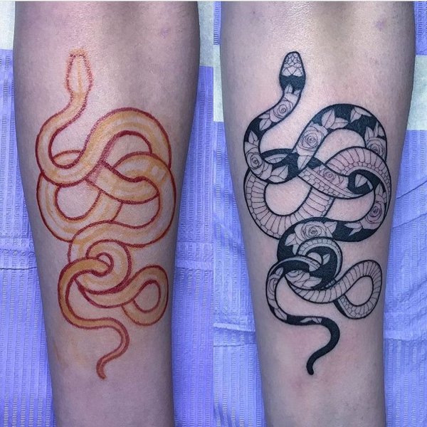 Тату хной змея