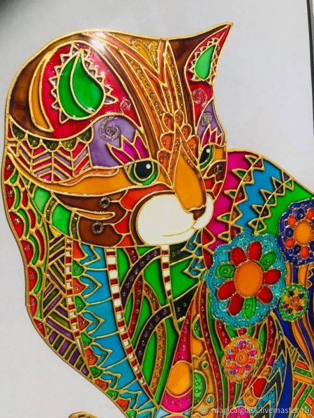 Солнечная кошка Шишкинская Татьяна витражная роспись