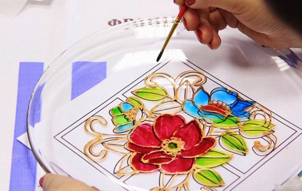 Витражная роспись по стеклу мастер класс