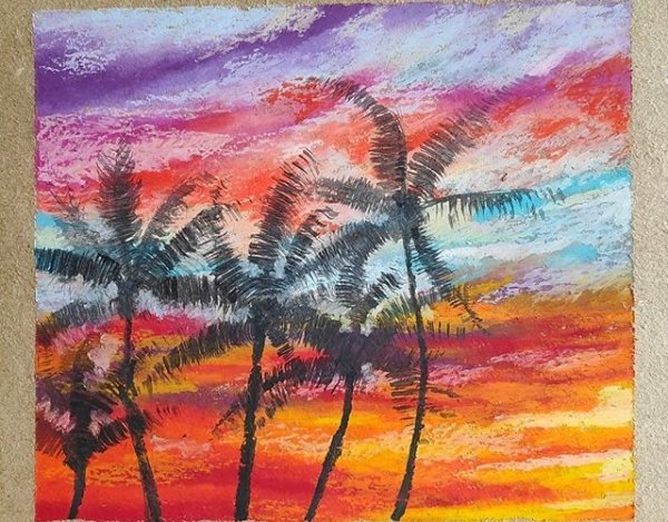 Пальмы восковыми мелками