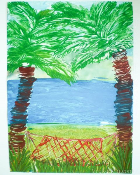 Пальмы восковыми мелками