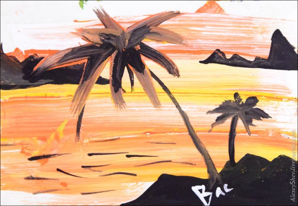 Восковыми мелками море в технике правополушарного рисования