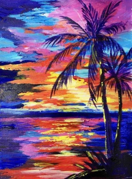 Пальмы акрилом
