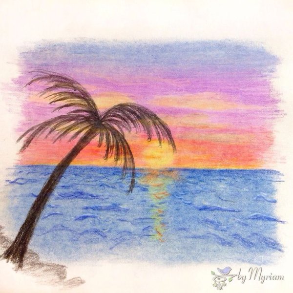 Пальмы восковыми мелками