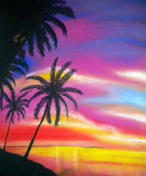 Закат масляной пастелью