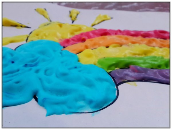Рисование красками из пены для бритья и клея ПВА
