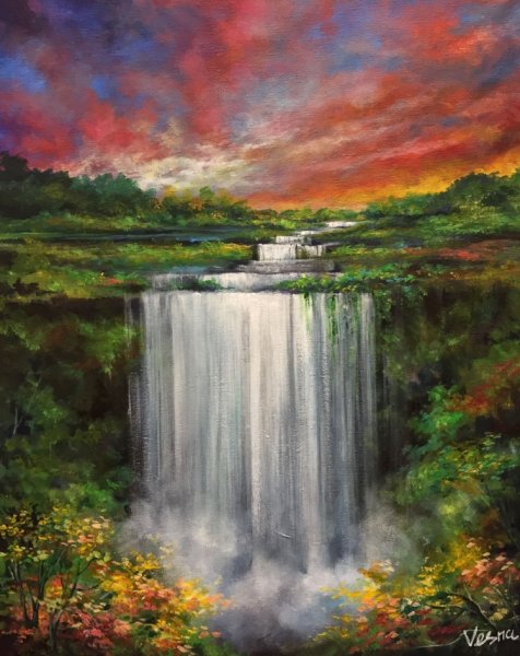 Водопады живопись акрил