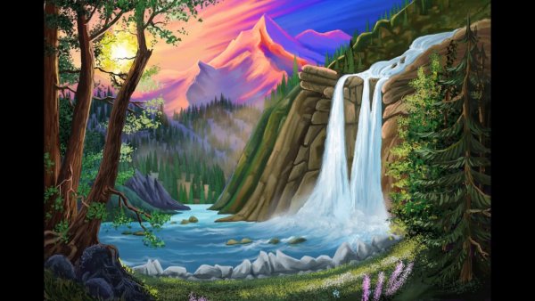 Водопад красками