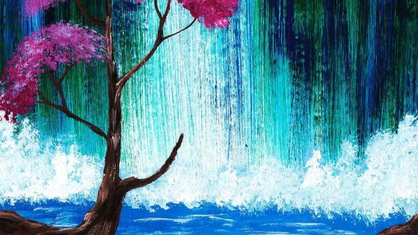 Правополушарное рисование водопад