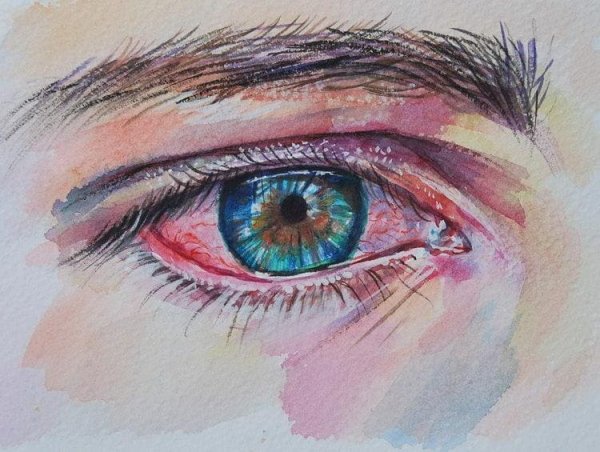 Мужские глаза акварелью