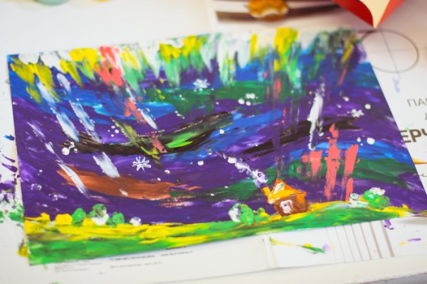 Северное сияние восковыми мелками