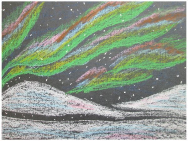 Северное сияние восковыми мелками