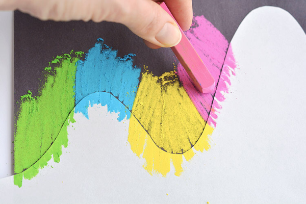 Северное сияние восковыми мелками