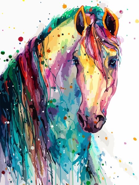 Лошадь акварелью