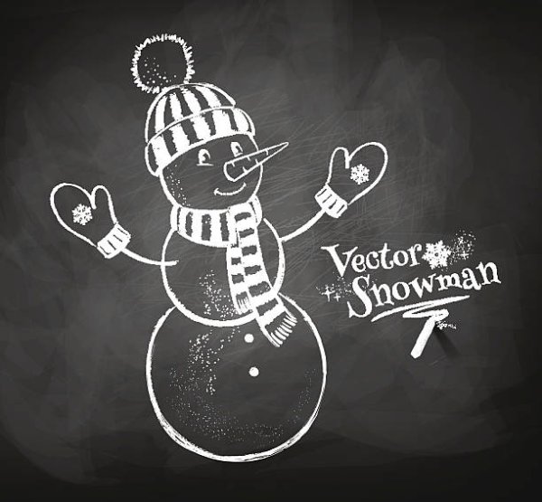Снеговик на меловой доске