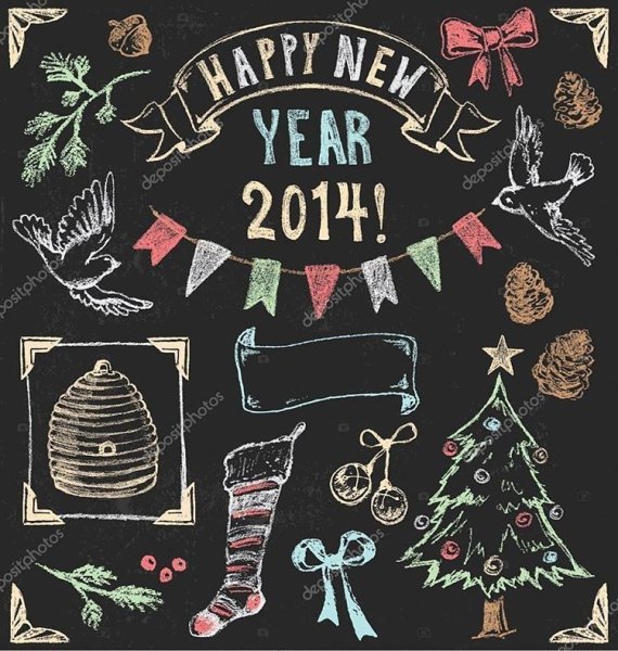 Грифельная доска новый год