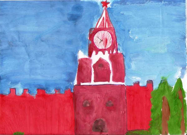 Собор Василия Блаженного Москва акварель