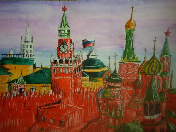 Спасская башня Кремля рисование