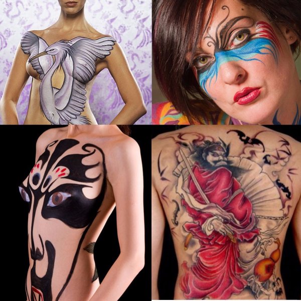 Аквагрим на теле женщины