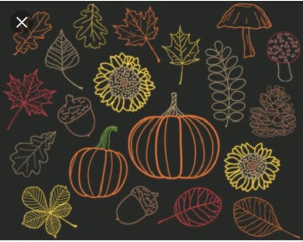 Осенние листья на меловой доске