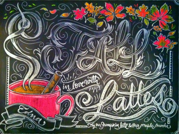 Каллиграфия мелом на доске