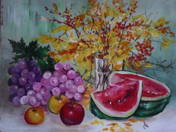Осенний натюрморт красками