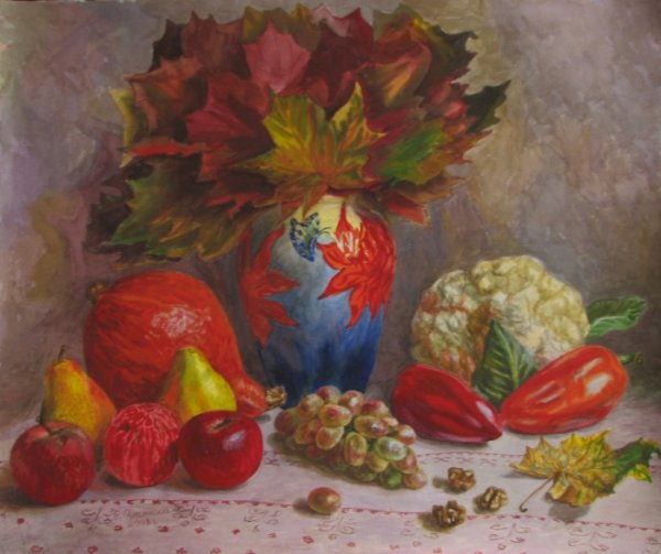 Осенняя композиция акварелью