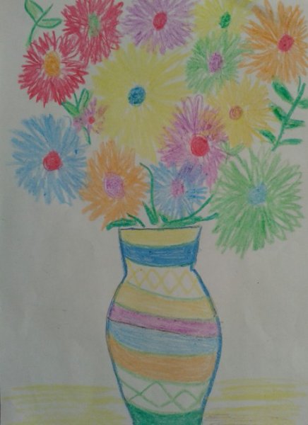 Букет восковыми мелками