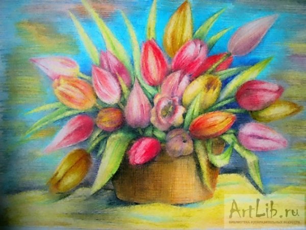 Букет цветными карандашами