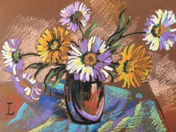 Смешанная техника акварель и восковые мелки