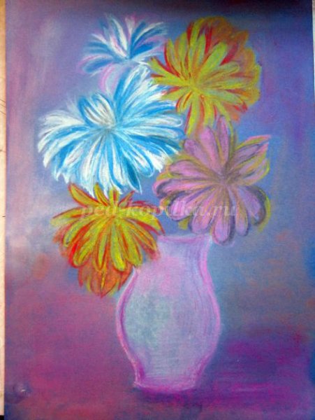 Смешанная техника рисования восковые мелки и акварель