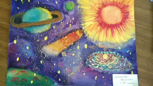 Рисование восковыми мелками и акварелью