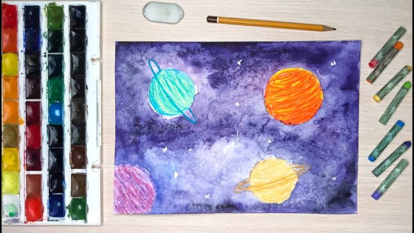 Рисование фломастерами на космическую тему