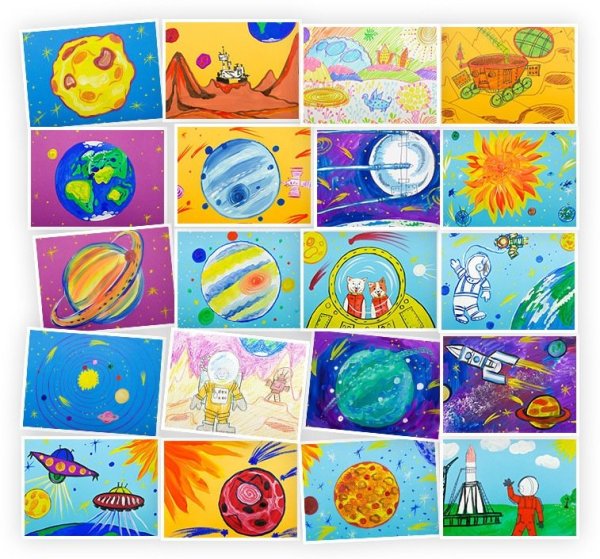 Граттаж техника рисования космос