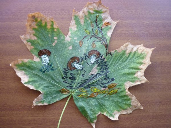 Роспись на листьях
