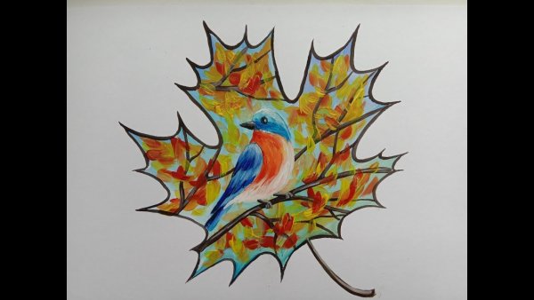 Рисование на листьях клена