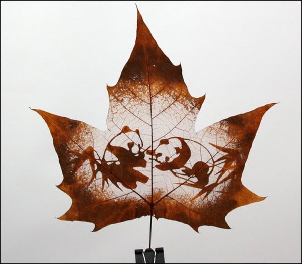 Рисование листьями деревьев