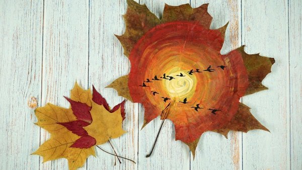 Рисование сухими листьями