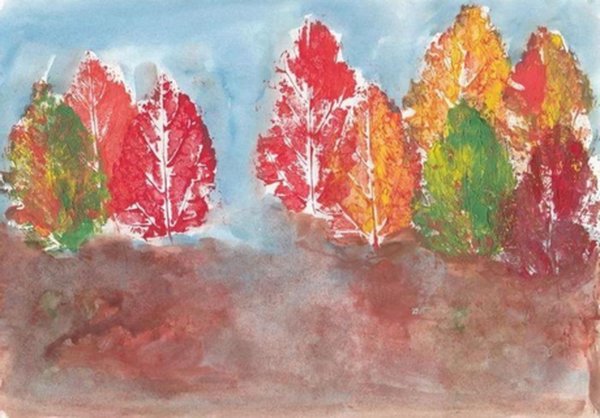 Осенний лес отпечатывание сухих листьев