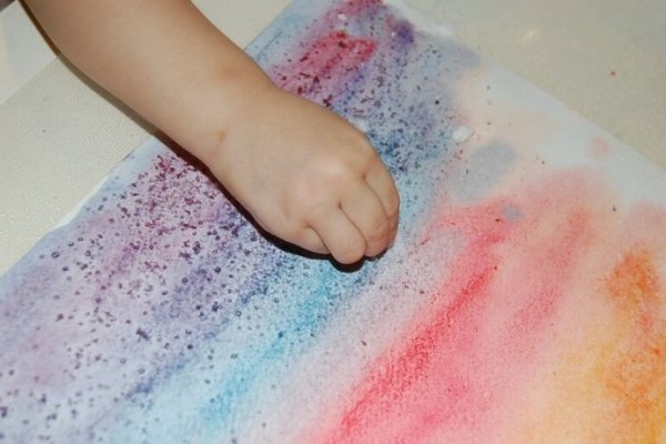 Рисование солью и акварельными красками